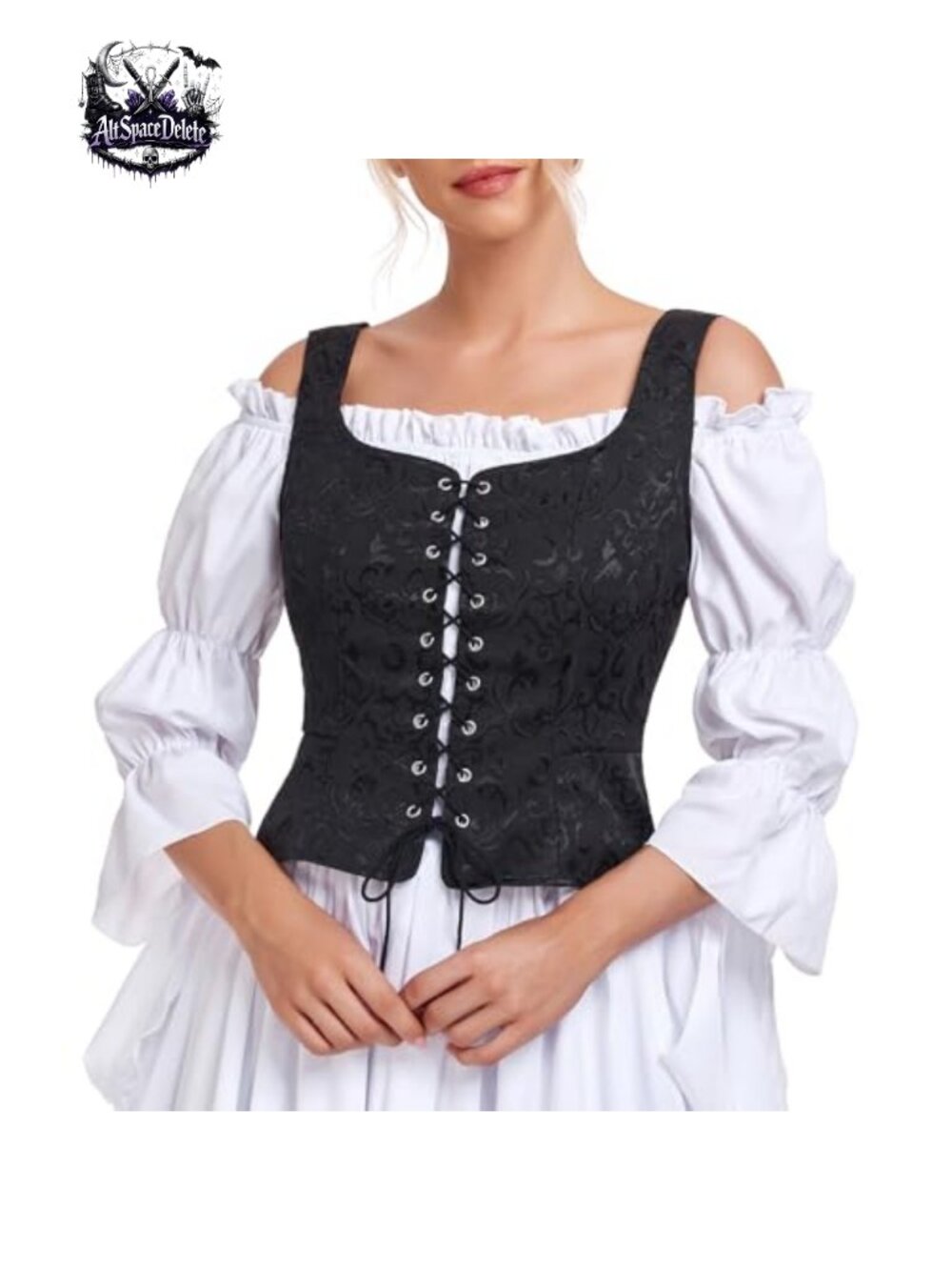 Women Renaissance Pirate Corset Vest Lace Up Medieval Halloween Top